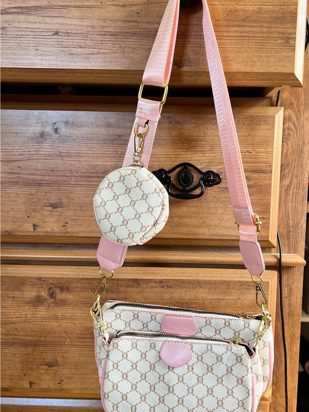 SHEIN Pink Patterned Crossbody with Coin Pouch